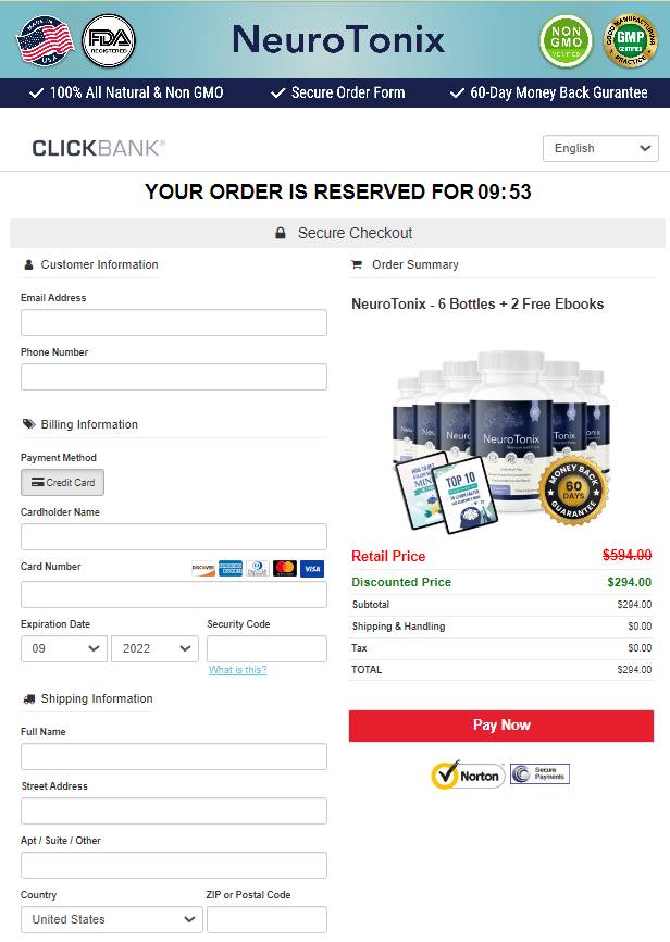 NeuroTonix - Order Page