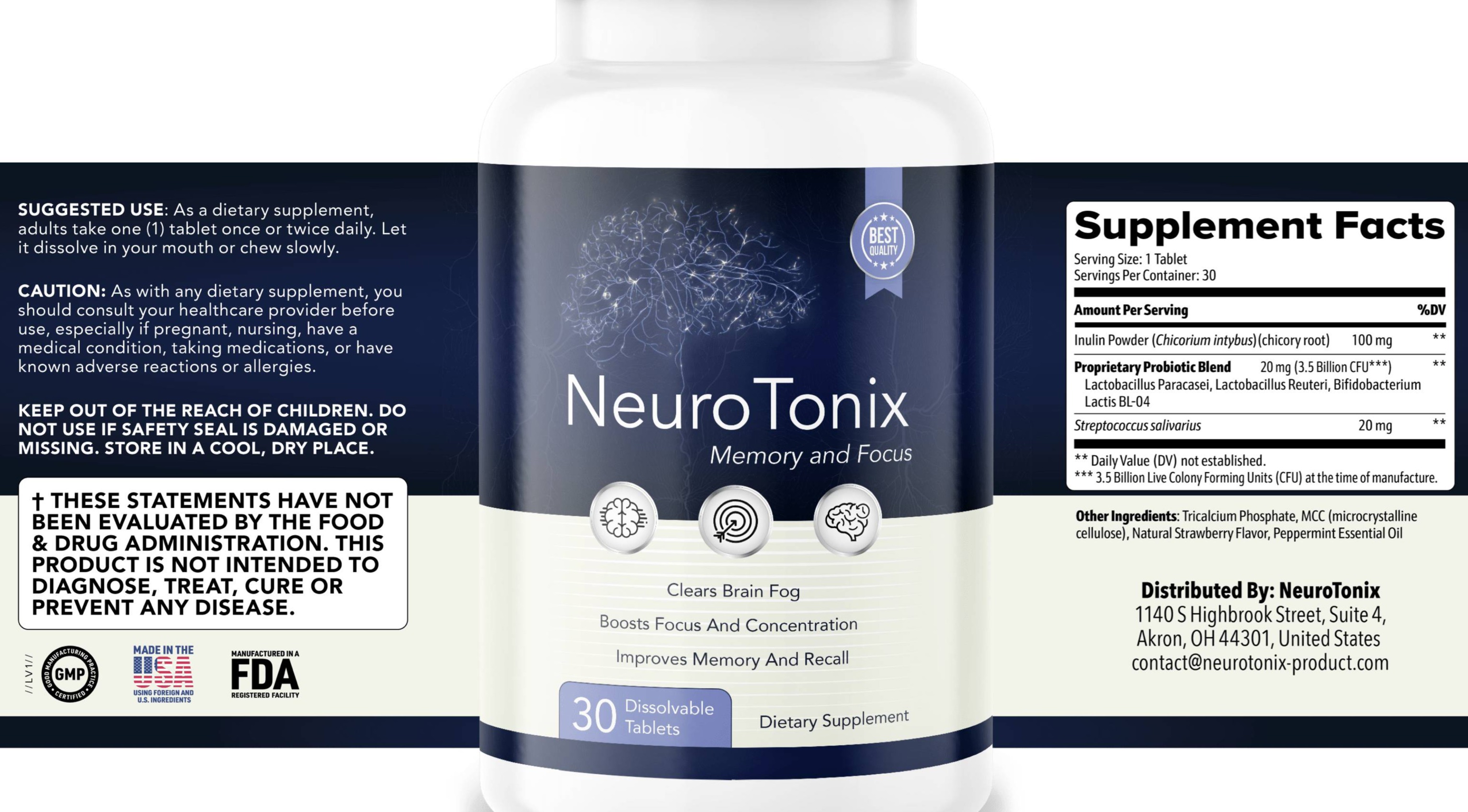 NeuroTonix Supplement Facts